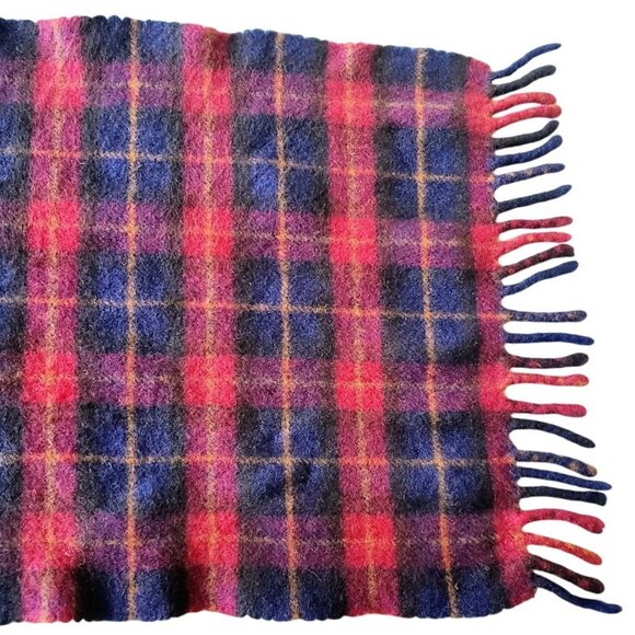Vintage Brooks Brothers Scarf Made in England 100% Wool 60s Tartan Plaid Fringe - Picture 4 of 6